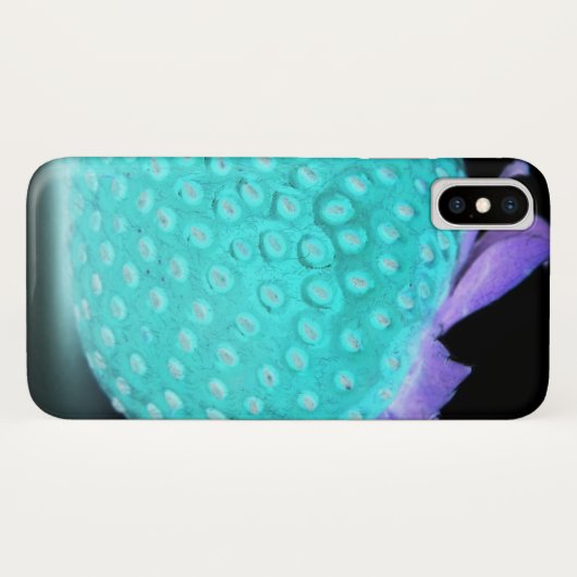Blauwe aardbei neon schattig zwart turquoise Case-Mate iPhone case (Achterkant (horizontaal))