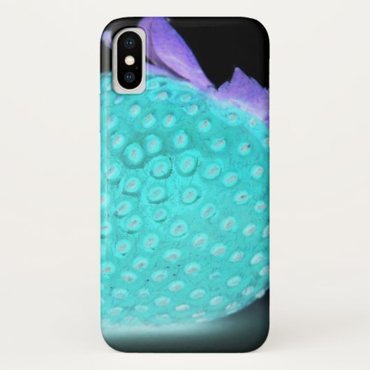 Blauwe aardbei neon schattig zwart turquoise Case-Mate iPhone case (Achterkant)