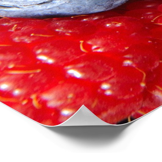 Blauwe aardbeien en frambozen poster (Hoek)