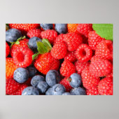 Blauwe aardbeien en frambozen poster (Voorkant)