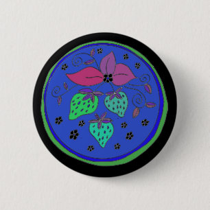 Blauwe aardbeien ronde button 5,7 cm