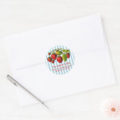 Blauwe aardbeien ronde sticker (Envelop)