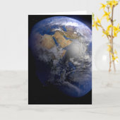 Blauwe aarde vanuit de ruimte Inspirerend Kaart (Gele Bloem)