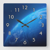 Blauwe Aarde Vierkante Klok (Voorkant)