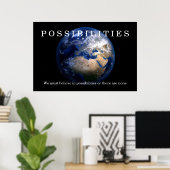 Blauwe aardopties geloven dat citaatmotivatie poster (Thuiskantoor)