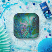 Blauwe Abalone Motief Papieren Bordje (Feest)