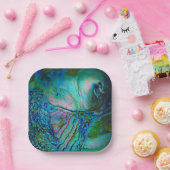 Blauwe Abalone Motief Papieren Bordje (Feest)