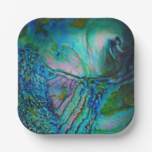 Blauwe Abalone Motief Papieren Bordje (Voorkant)
