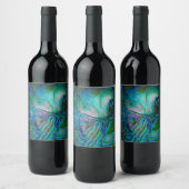 Blauwe Abalone Motief Wijn Etiket (Flessen)