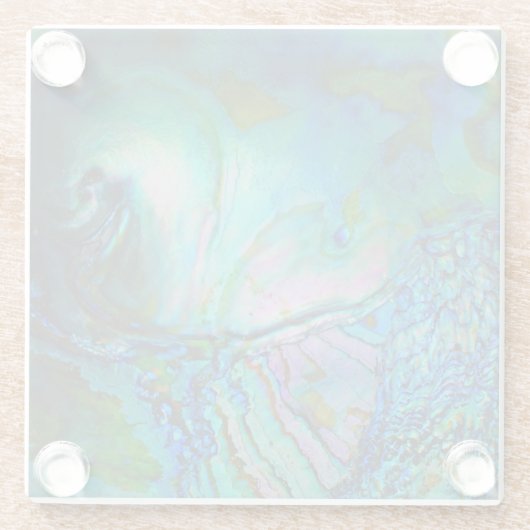 Blauwe Abalone Schelp Glazen Onderzetter (Achterkant)