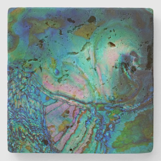 Blauwe Abalone Schelp Stenen Onderzetter (Voorkant)