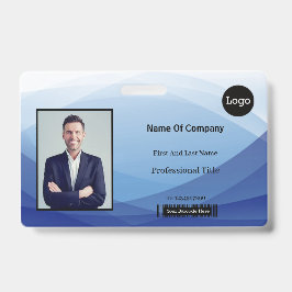 Blauwe Abstract Zakelijke Foto Identificatie ID Badge