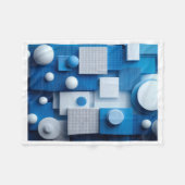Blauwe Abstracte 3D Geometrische Vormen Dekbed Fleece Deken (Voorkant (Horizontaal))