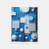 Blauwe Abstracte 3D Geometrische Vormen Dekbed Fleece Deken (Voorkant)