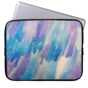 Blauwe abstracte achtergrond abstract, aqua, kunst laptop sleeve