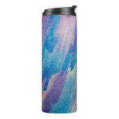 Blauwe abstracte achtergrond abstract, aqua, kunst thermosbeker (Gedraaid links)