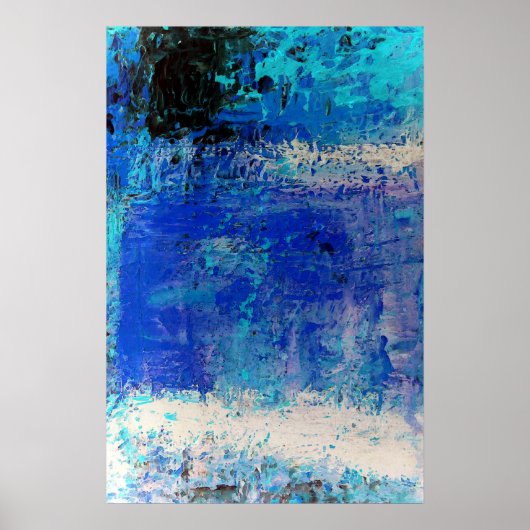 Blauwe Abstracte afdrukdecor-minimalistische Poste Poster (Voorkant)