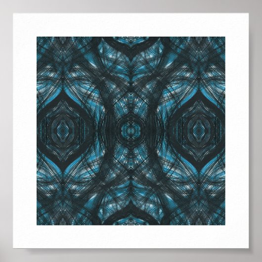 Blauwe Abstracte Aquarel Kunst Poster (Voorkant)