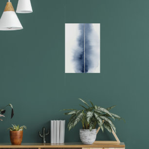 Blauwe Abstracte Aquarel Streep Poster
