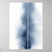 Blauwe Abstracte Aquarel Streep Poster (Voorkant)