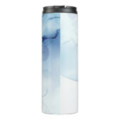 Blauwe Abstracte Aquarel Twin Moeder Thermosbeker (Achterkant)