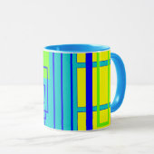 Blauwe Abstracte Art Line Art Mok Cup (Voorkant rechts)