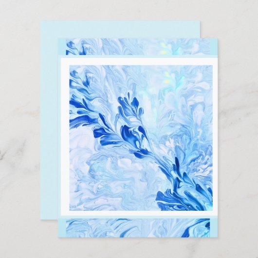 Blauwe Abstracte bloemen (Voorkant / Achterkant)