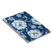 Blauwe Abstracte Bloemen | Notitieboek (Rechterzijde)