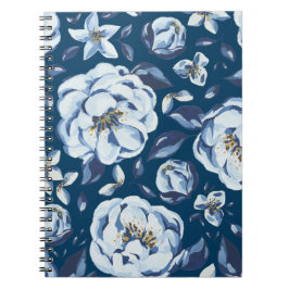 Blauwe Abstracte Bloemen | Notitieboek