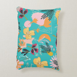 Blauwe abstracte bloempatronen accent kussen