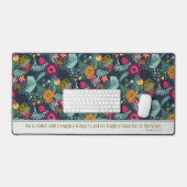 Blauwe Abstracte Bloemspreuken 31:25 Desk Mat (Keyboard & Muis)