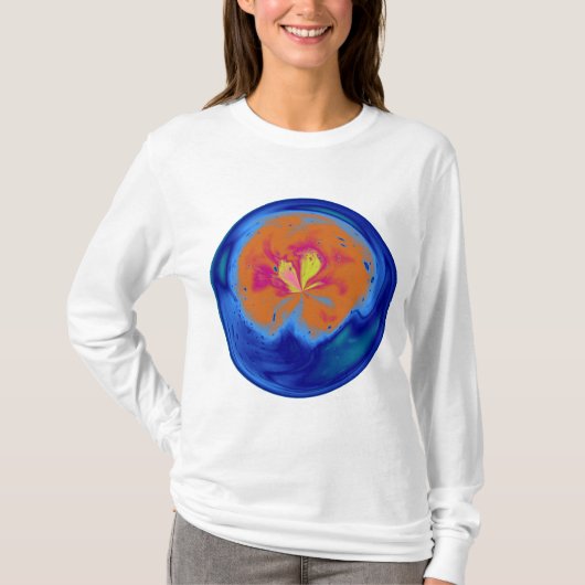 Blauwe Abstracte bol met lichteffect T-shirt (Voorkant)