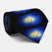 Blauwe Abstracte Boom - Modern Art Neck Draag Stropdas (Opgerold)