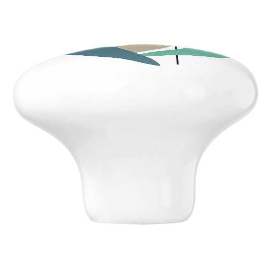 Blauwe Abstracte boommerangs van de Mideeuw Modern Keramische Knop (Zijkant)