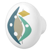 Blauwe Abstracte boommerangs van de Mideeuw Modern Keramische Knop (Rechts)