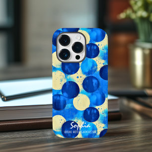 Blauwe Abstracte Cirkels met Aangepaste Naam en Zi Case-Mate iPhone 14 Pro Hoesje