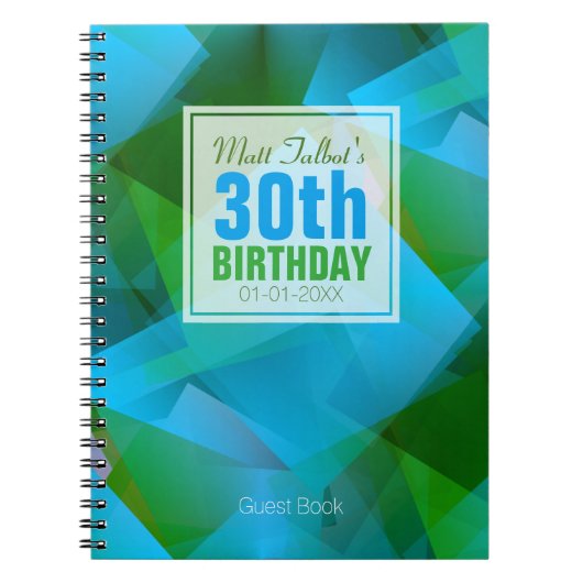 Blauwe Abstracte Cubist 30th Birthday Guest Book 9 Notitieboek (Voorkant)