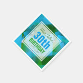 Blauwe Abstracte Cubist 30th Birthday Paper Napkin Servetten (Hoek)