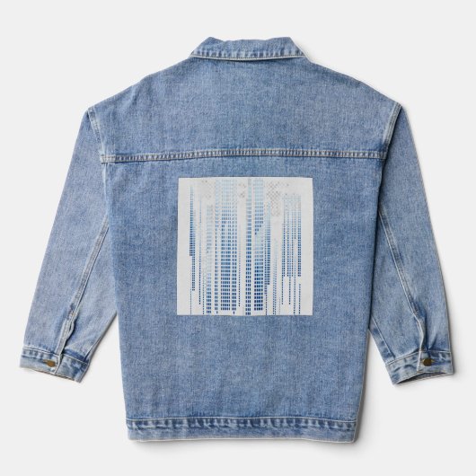 Blauwe Abstracte Denim Jas - Moderne Grafische Spi Jacket (Achterkant)
