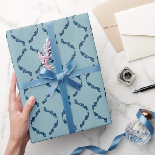 Blauwe Abstracte Diamanten Cadeaupapier (Geschenken)
