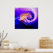 Blauwe Abstracte digitale kunst Posters (Keuken)