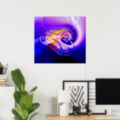 Blauwe Abstracte digitale kunst Posters (Thuiskantoor)