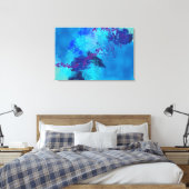 Blauwe abstracte digitale schildering canvas afdruk (Insitu (Slaapkamer))