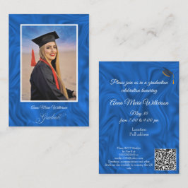 Blauwe Abstracte Diploma Feest Uitnodiging Informatiekaartje
