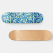 Blauwe Abstracte Doolhof Etnische Stamstijl Cool A Persoonlijk Skateboard (Horizontaal)