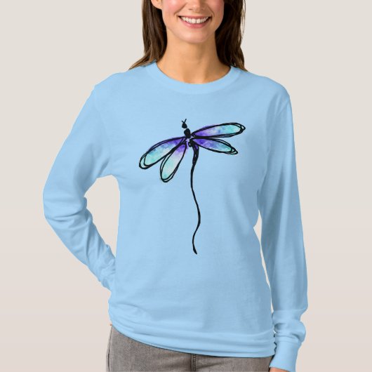 Blauwe Abstracte dragonfly-kunst Draag T-shirt (Voorkant)