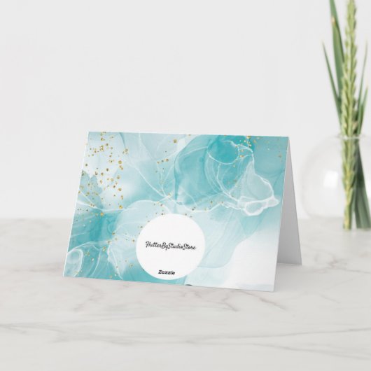 Blauwe Abstracte esthetische Waterverf Birthday Ka Bedankkaart (Achterkant)