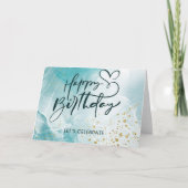 Blauwe Abstracte esthetische Waterverf Birthday Ka Bedankkaart (Voorkant)