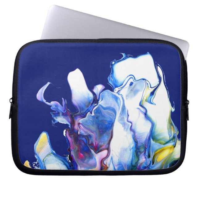 Blauwe Abstracte, flexibele laptophoes Laptop Sleeve (Voorkant)