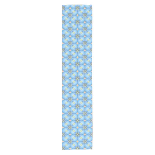Blauwe Abstracte Floral Korte Tafelloper (Voorkant)